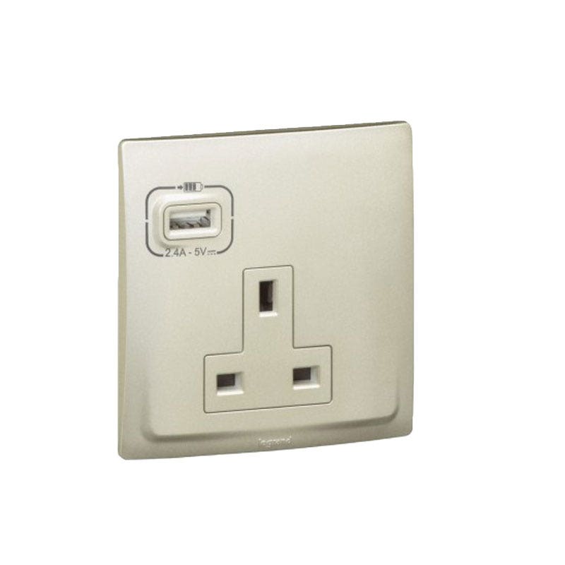 ليجراند - فيش ثلاثي 13 أمبير + مخرج USB - لؤلؤي