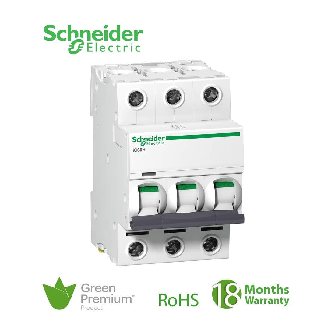 شنايدر - قاطع فرعي 3 خط - 20 أمبير - Acti9 iC60H, 3P, 20A, C Curve