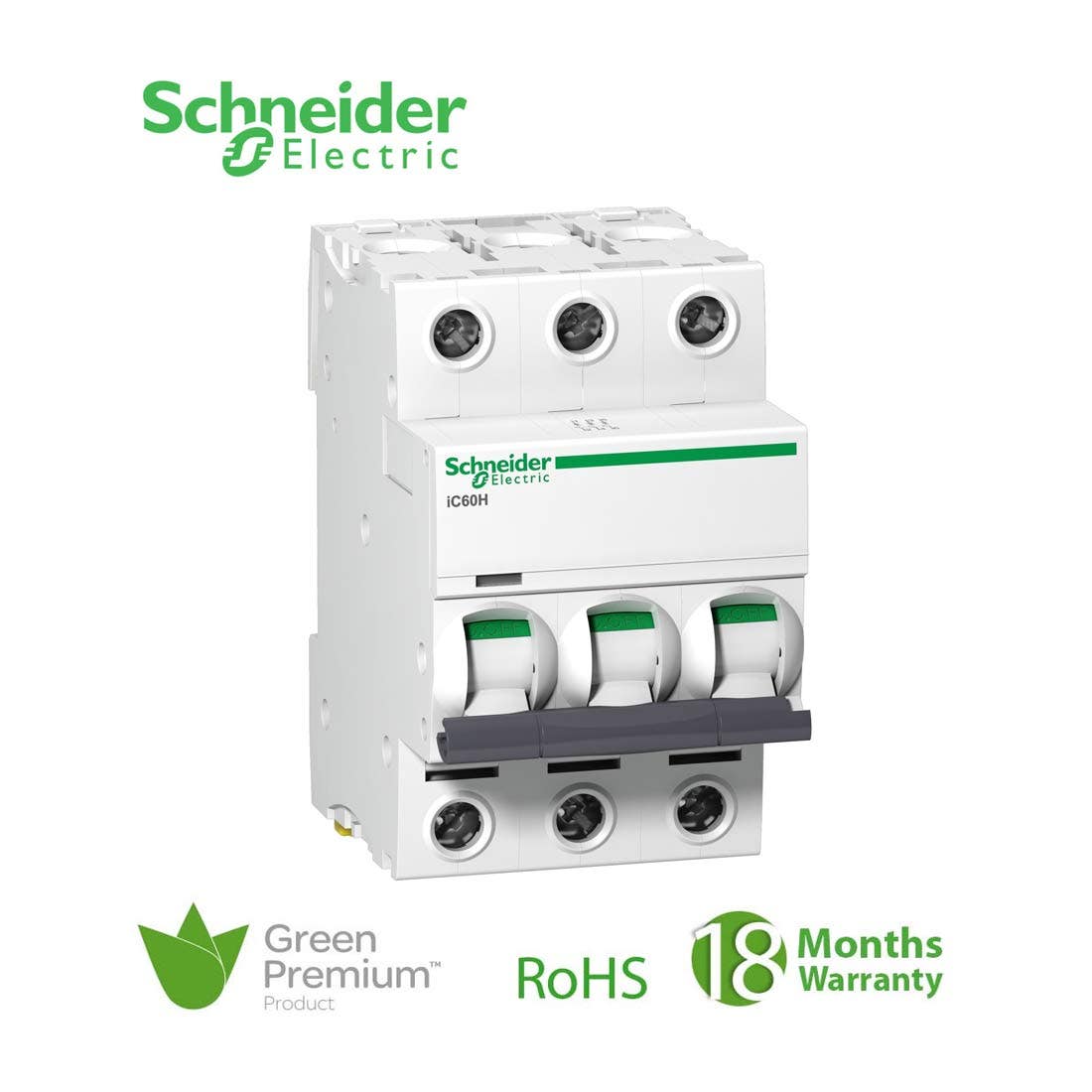 شنايدر - قاطع فرعي 3 خط - 40 أمبير - Acti9 iC60H, 3P, 40A, C Curve
