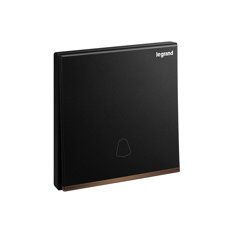 ليجراند - زر الضغط Galion، مفرد، 16A، 250V، مع علامة الجرس، Matt Black