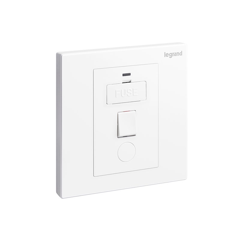 ليجراند - وحدة الاتصال المؤمنة Galion، مفرد، مفتاح، 13A، 250V، مع مؤشر طاقة LED + منفذ سلك، White