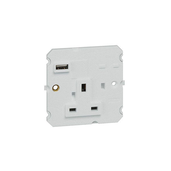 ليجراند - فيش أرتيور - 13 أمبير - 250 فولت - BS - مع شاحن USB من النوع A - قطب واحد - ألومنيوم