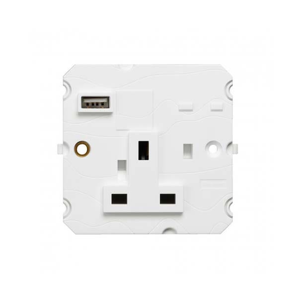 leg.572158.jpg ليجراند - فيش أرتيور - 13 أمبير - 250 فولت - BS - مع شاحن USB من النوع A - قطب واحد - أبيض - الصورة 1