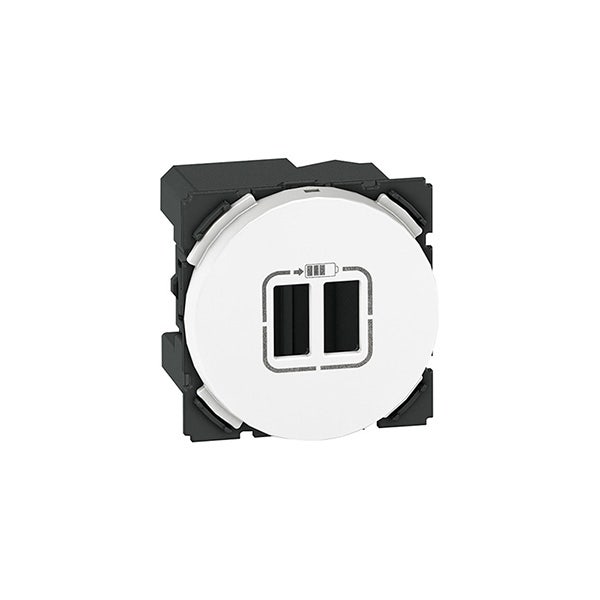 ليجراند - مخرج USB أرتيور - 5 فولت - 1500 مللي أمبير - دائري - 2 موديول - أبيض
