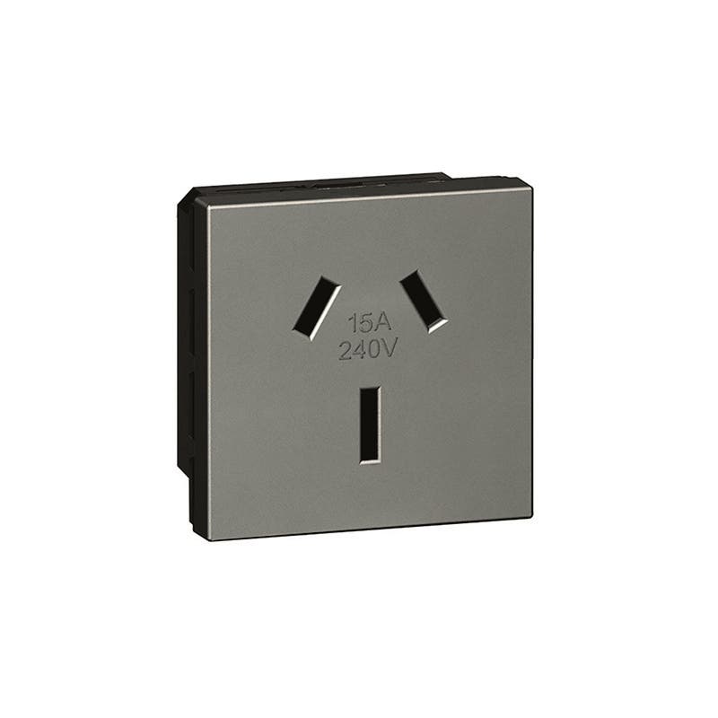 ليجراند - مقبس Arteor، أسترالي، 10/15A 240V، 2P+E، 2 موديول، Shuttered، Magnesium