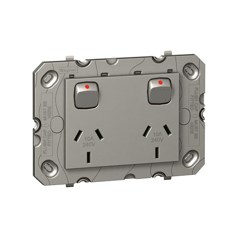 leg.572659.jpg ليجراند - مقبس Arteor، أسترالي، 10A 240V، 2x2P+E Switched، Square، Monobloc، Magnesium - الصورة 1