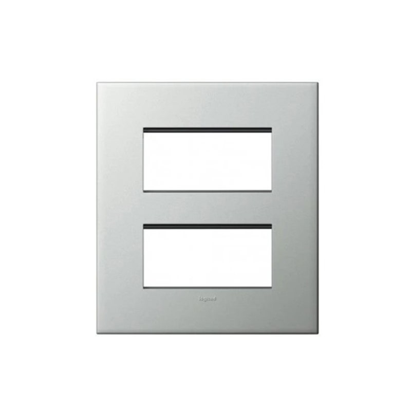ليجراند - غطاء مع إطار Arteor، هندي، 2x4 موديول، مربع، Pearl Aluminium