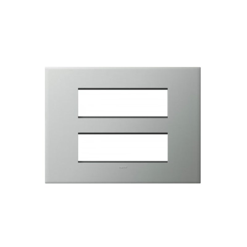 ليجراند - غطاء مع إطار Arteor، هندي، 2x6 موديول، مربع، Pearl Aluminium