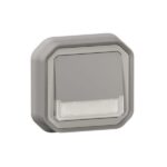 ⁦ليجراند - زر ضغط Plexo، IP55، تحويل + مؤشر + حامل ملصق، 10A 250V، تثبيت غاطس، رمادي⁩ - الصورة ⁦2⁩