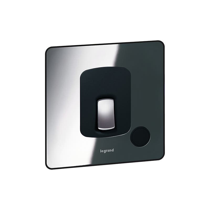 ليجراند - مفتاح مزدوج القطب Synergy Sleek، 20A، 250V، مع مؤشر طاقة LED أزرق + مخرج سلك، Polished Stainless Steel