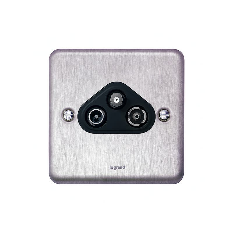 ليجراند - مقبس TV-R-SAT Synergy Authentic، Brushed Stainless Steel