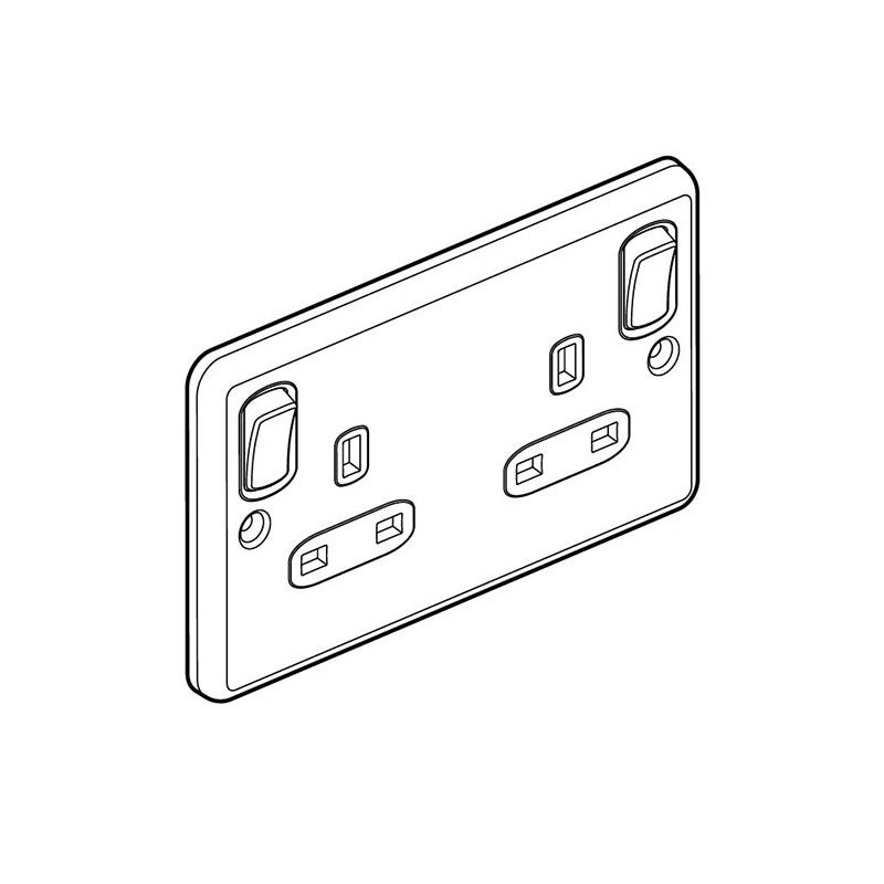 ليجراند - مقبس مزدوج Synergy Authentic، BS، 2 موديول مفتاح، 13A، 250V، مع قواطع داخلية + تأريض نظيف، Glossy Gold