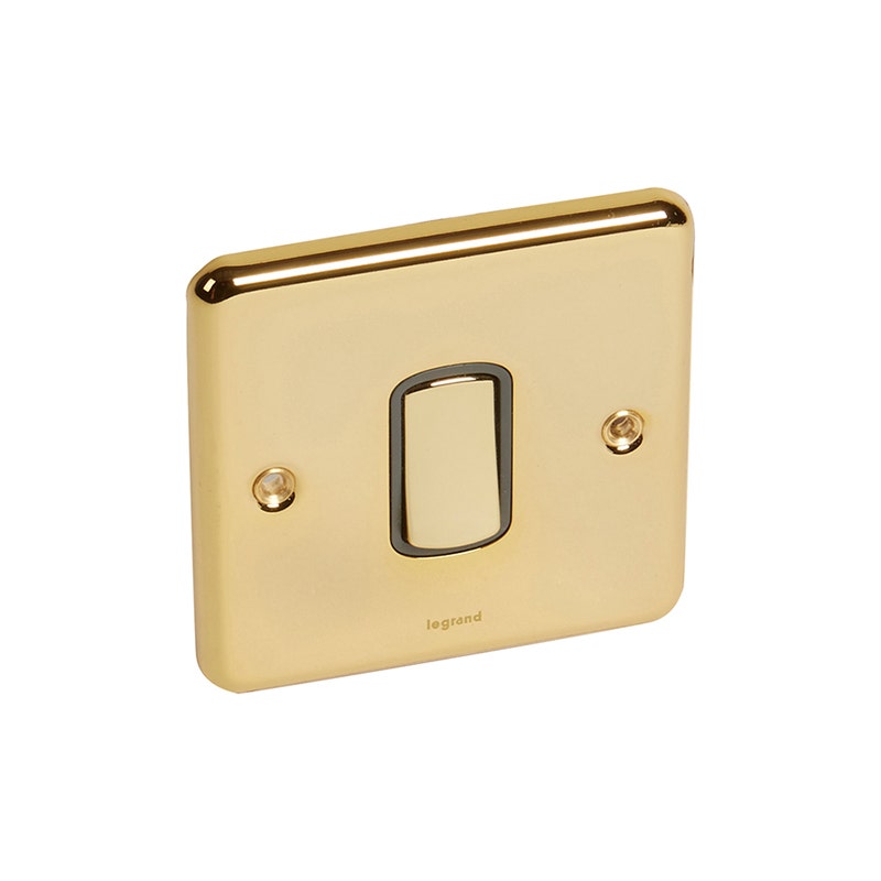 ليجراند - مفتاح Synergy Authentic، مفرد، خط 2، 20AX، 250V، Glossy Gold