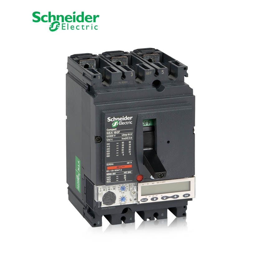 شنايدر - قاطع رئيسي 160 أمبير - ComPact NSX160N, 3P 3d, 50kA at 415 VAC, MicroLogic 5.2A Trip Unit 160A