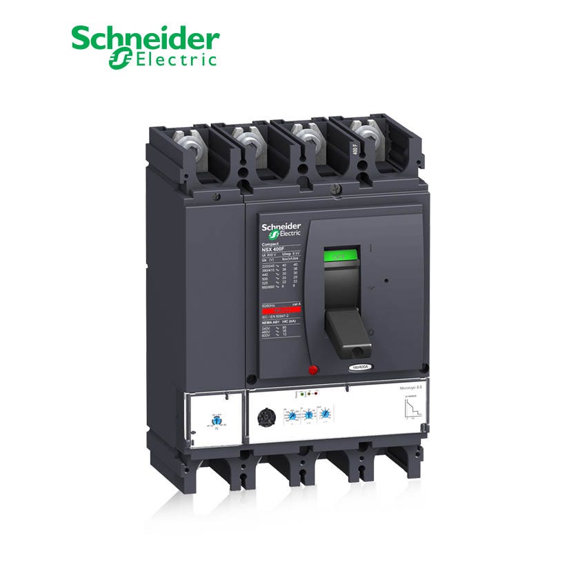 شنايدر - قاطع رئيسي 400 أمبير - ComPact NSX400N, 50kA at 415 VAC, MicroLogic 2.3 Trip Unit 400A, 4P 4d