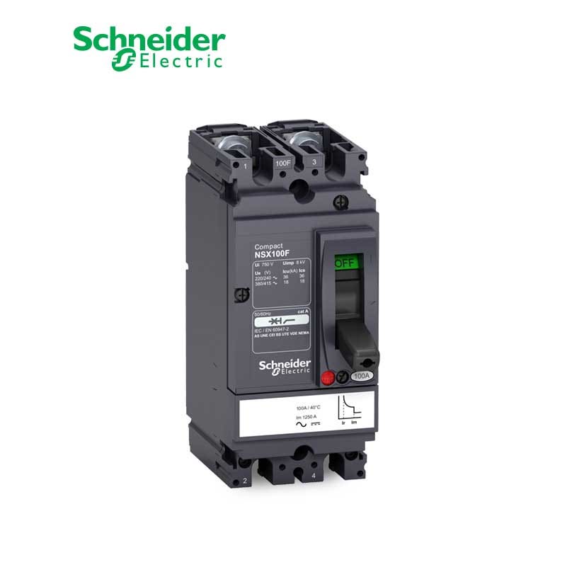 شنايدر - قاطع رئيسي 16 أمبير - ComPact NSX100F AC/DC, 2P 2d, 18kA at 415 VAC, TMD Trip Unit 16A