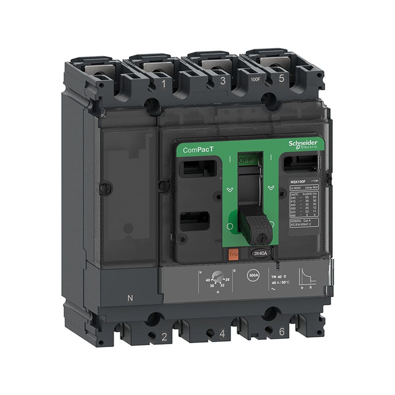 شنايدر - قاطع 80 أمبير - 4 خط - NSX100F, 36kA at 415VAC, TMD Trip Unit
