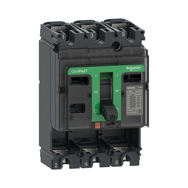 شنايدر - قاطع 100 أمبير - 3 خط - NSX100N, 100A, 3P, 50kA at 415VAC 50/60 Hz, w/o Trip Unit