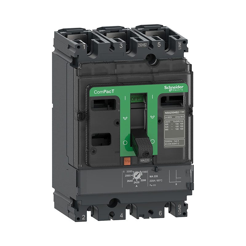 شنايدر - قاطع 150 أمبير - 3 خط - NSX160H, 70kA at 415VAC, MA Trip Unit