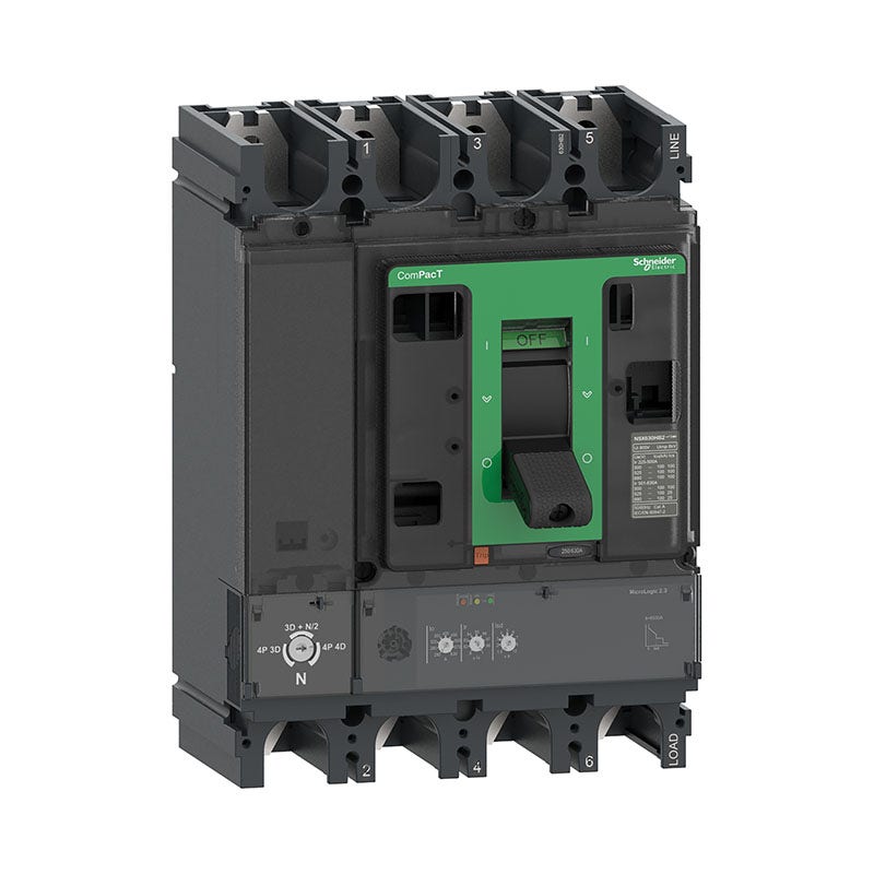 mg.c63h42d630.jpg شنايدر - قاطع 630 أمبير - 4 خط - NSX630H, 70kA at 415VAC, MicroLogic 2.3 Trip Unit - الصورة 1