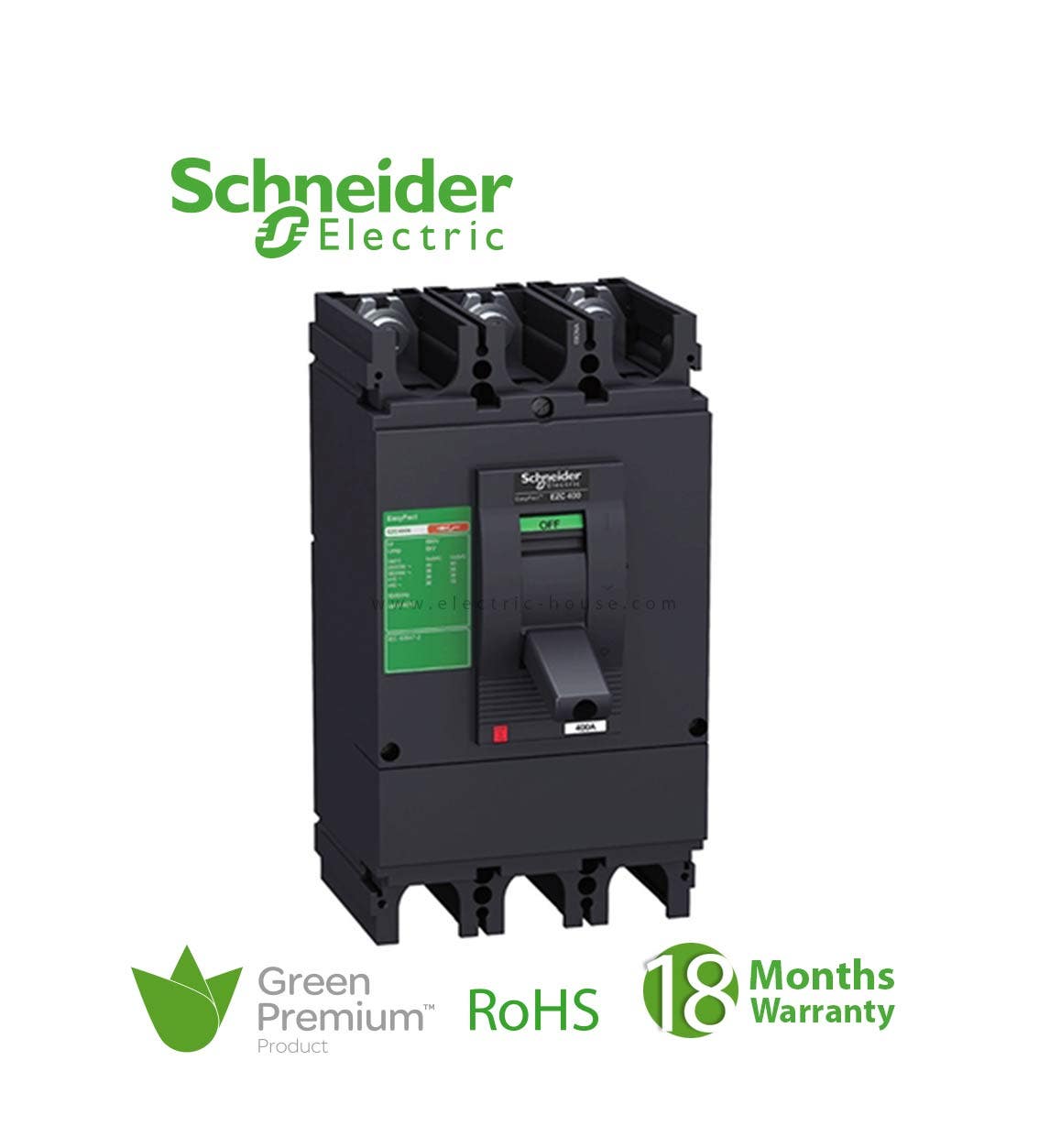 شنايدر - قاطع رئيسي 80 أمبير - EasyPact EZC100N, 3P, 80A, 15kA 400/415V, TMD Trip Unit
