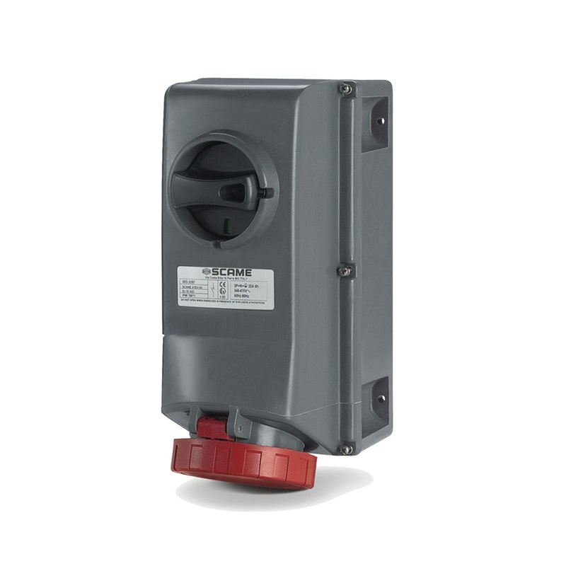 سكامي مقبس متداخل، 32a، 2pe، 6h، ip66، 200 250v، ii 2d، أطراف