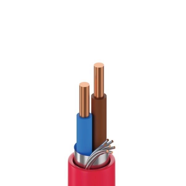 بلدن - كيبل إنذار حريق - 2 خط - مقاس 2.5 مم - 500 متر/اللفة - أحمر - SOLID, Fire Resistant & LSOH, Shielded