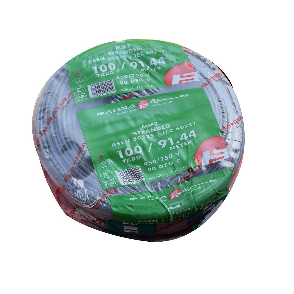 بحرة - سلك كهربائي نحاس - المواصفات البريطانية - NYA - مقاس 25 مم - أسود - 450/750 فولت - 91.44 متر