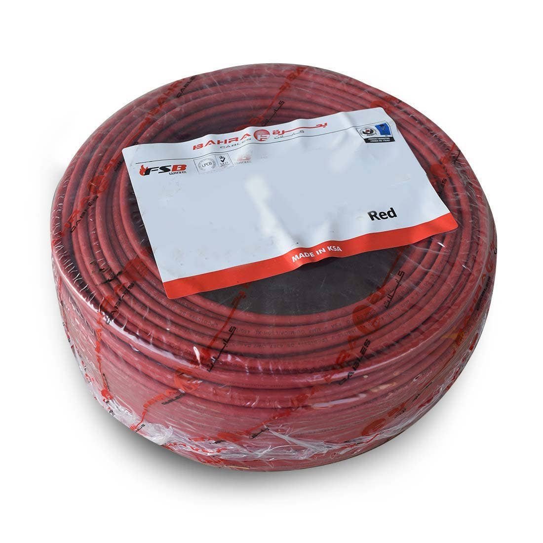 بحرة - سلك كهربائي نحاس - MICA LS0H - المواصفات البريطانية - NYA - مقاس 6 مم - أحمر - 450/750 فولت - 91.44 متر