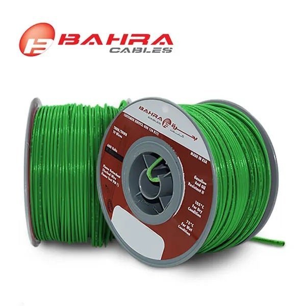 بحرة - سلك كهربائي نحاس - المواصفات الأمريكية - THHN - مقاس 6 AWG - أخضر - 600 فولت - 152.44 متر