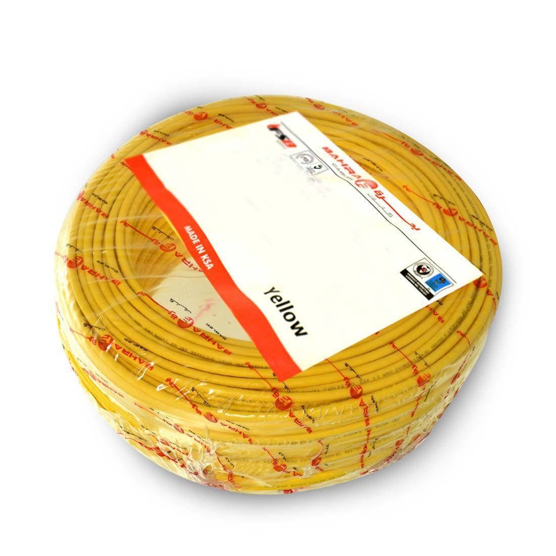 بحرة - سلك كهربائي نحاس - MICA LS0H - المواصفات البريطانية - NYA - مقاس 2.5 مم - أصفر - 450/750 فولت - 91.44 متر